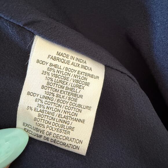 HAUTE HIPPIE | Navy Blue Beaded Silk High Neck wrap Skirt Gown Halter | Size 12 - Picture 7 of 7